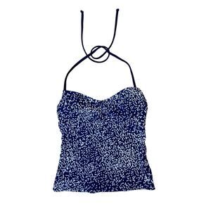 Speedo Swimsuit Tanktini Bikini Halter Top Blue White Polka Dot Size 32 Small